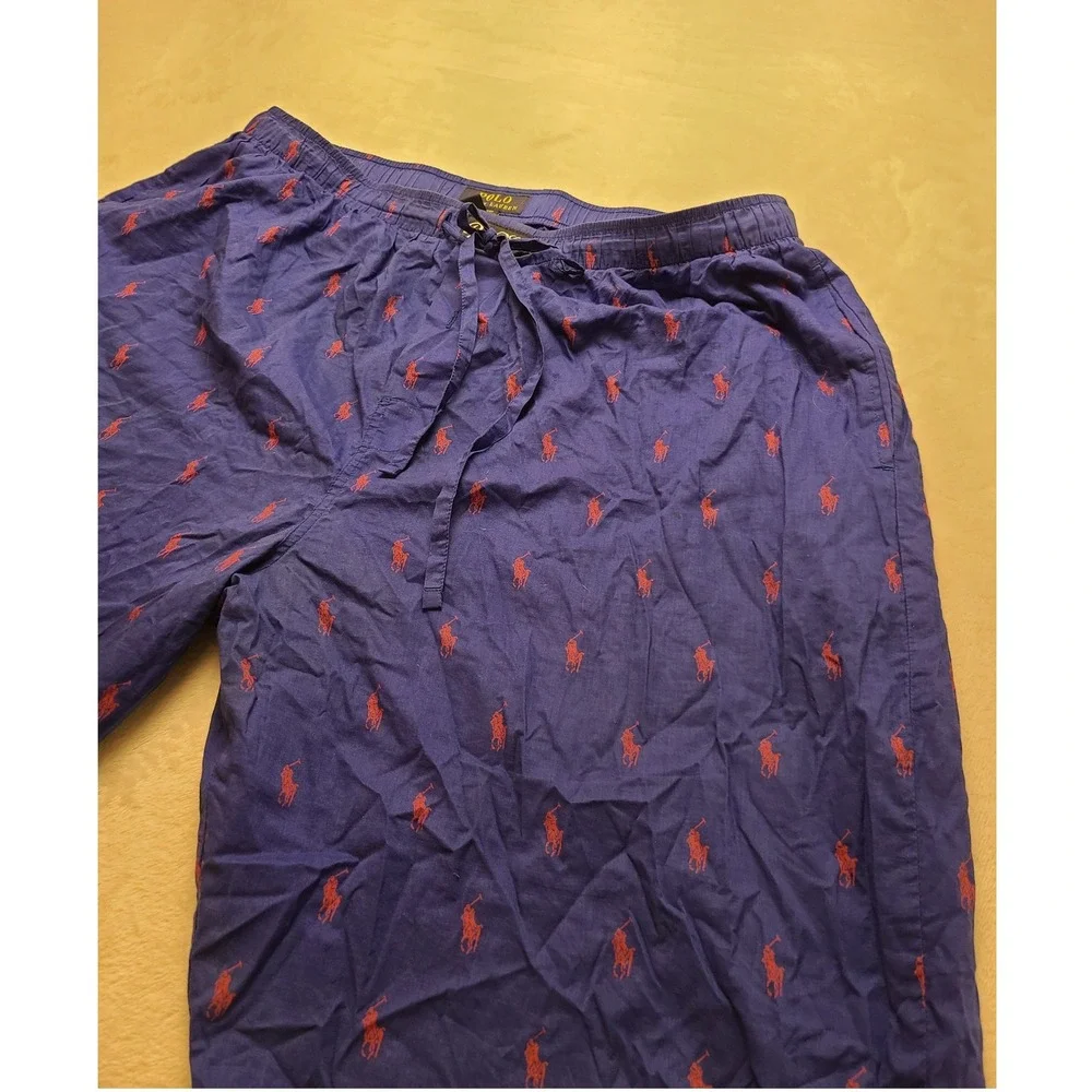 Polo Ralph Lauren Blue Red Pony‎ Logo Pajama Pants Men's XL Sleepwear